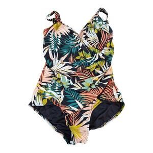 Maxine of Hollywood one piece swimsuit sz 14 tropical floral print underwire